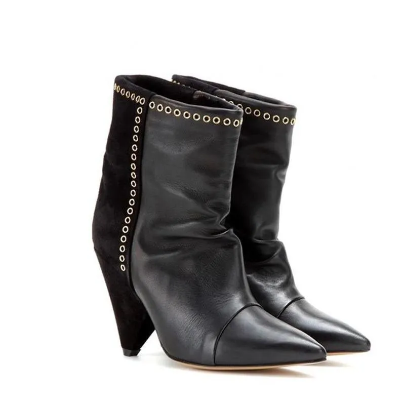 Women Spike High Heel Pointed Toe Ankle Boots