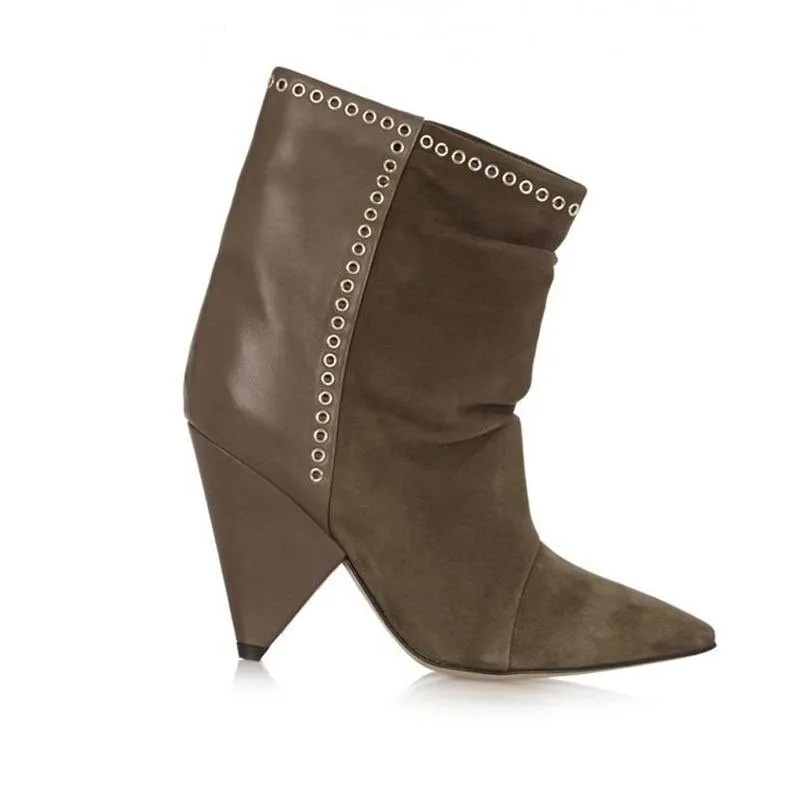 Women Spike High Heel Pointed Toe Ankle Boots