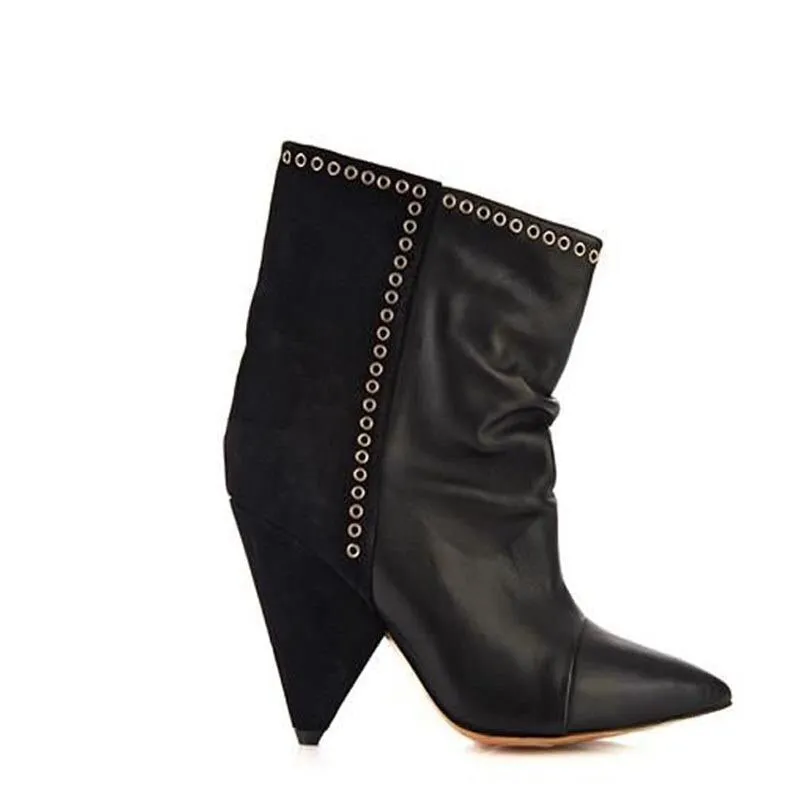 Women Spike High Heel Pointed Toe Ankle Boots