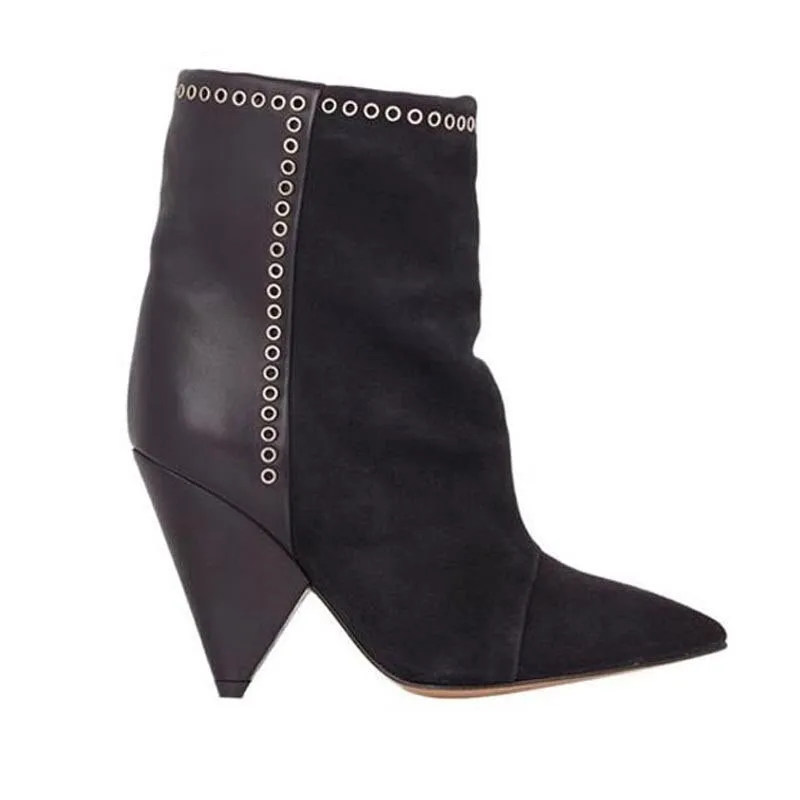 Women Spike High Heel Pointed Toe Ankle Boots