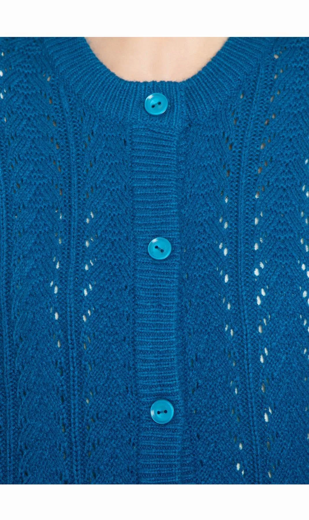Women's Button Front Pointelle Cardigan in Warm and Soft Acrylic and Two front Patch Pockets