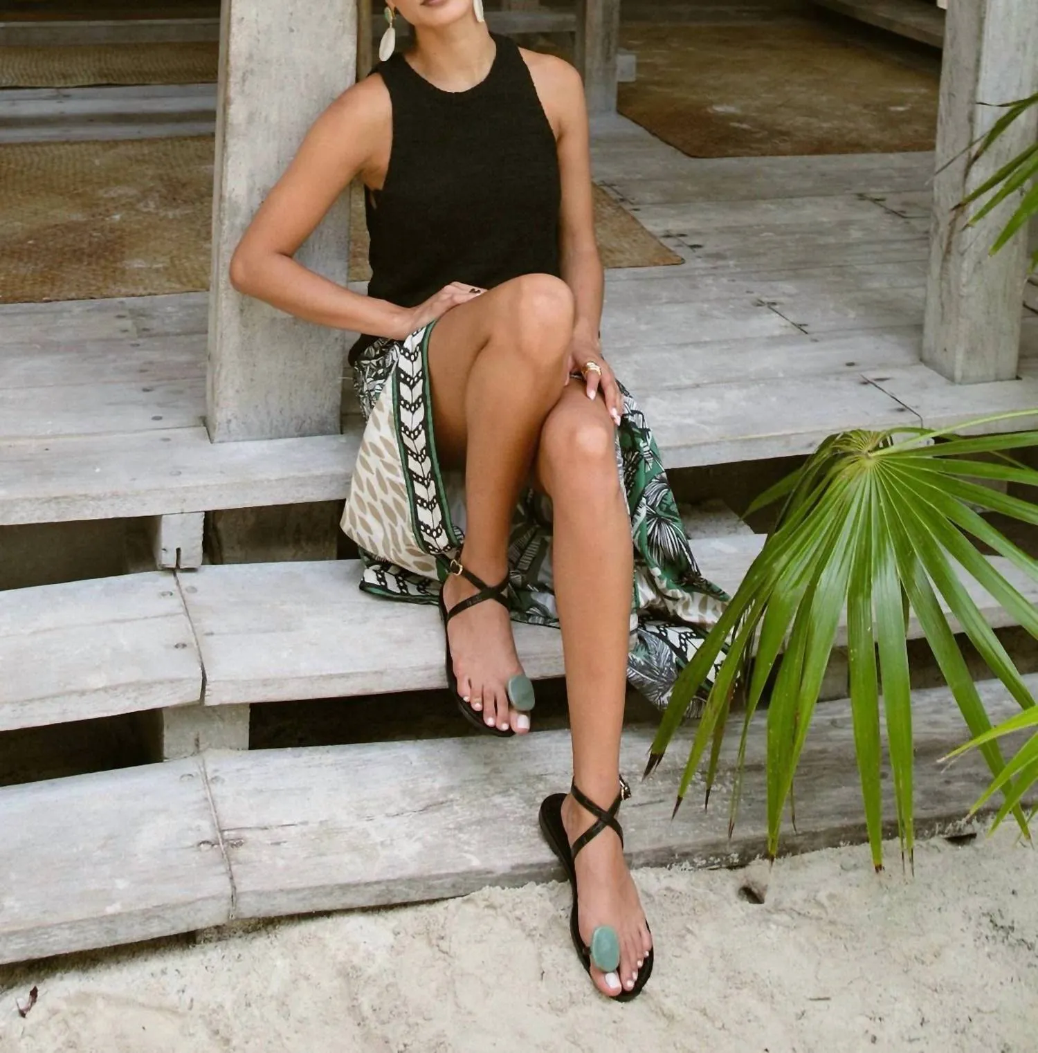 Women's Kibera Embellished Leather Sandals In Black Croc