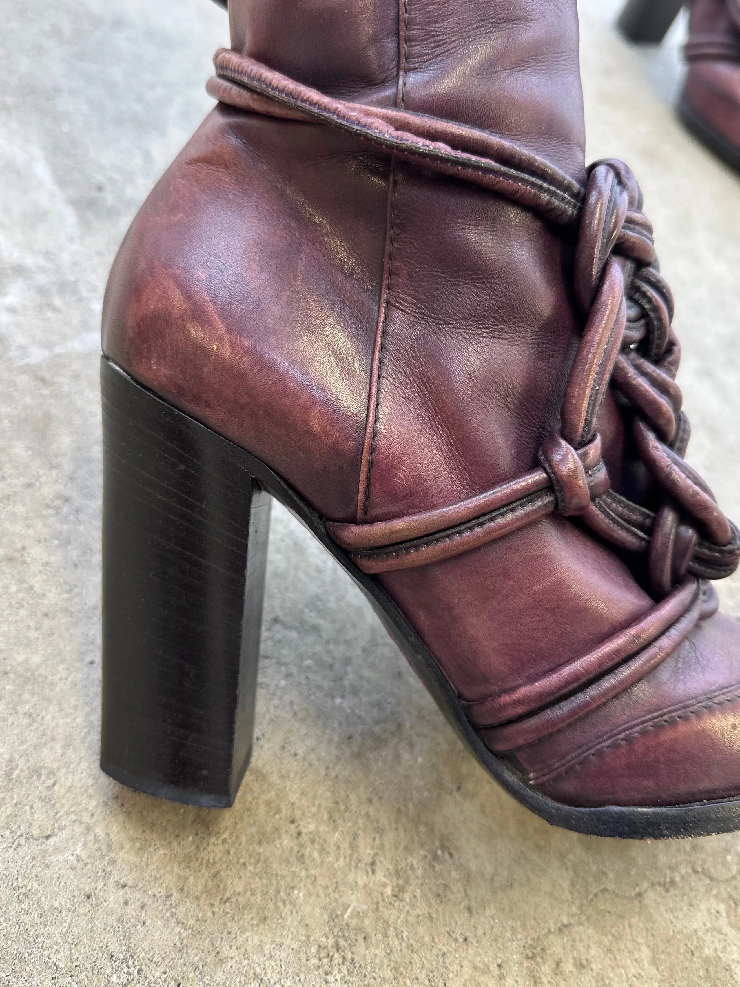 Yves Saint Laurent Leather Braided Boots