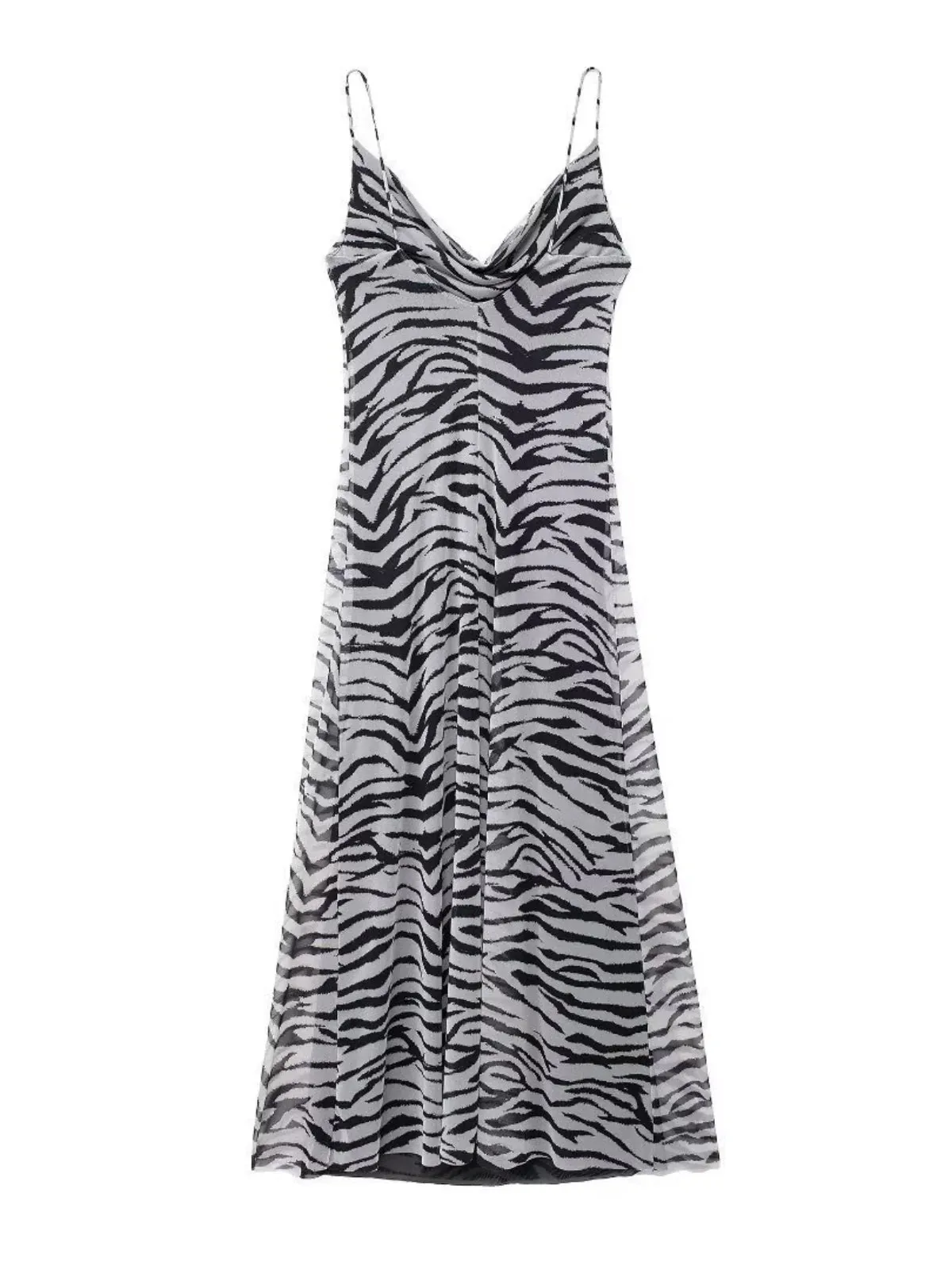 Zebra Mesh Slip Dress